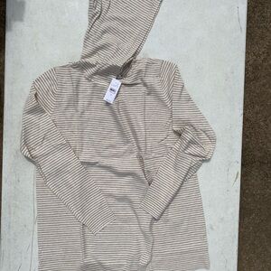 Striped Beige and White Hoodie